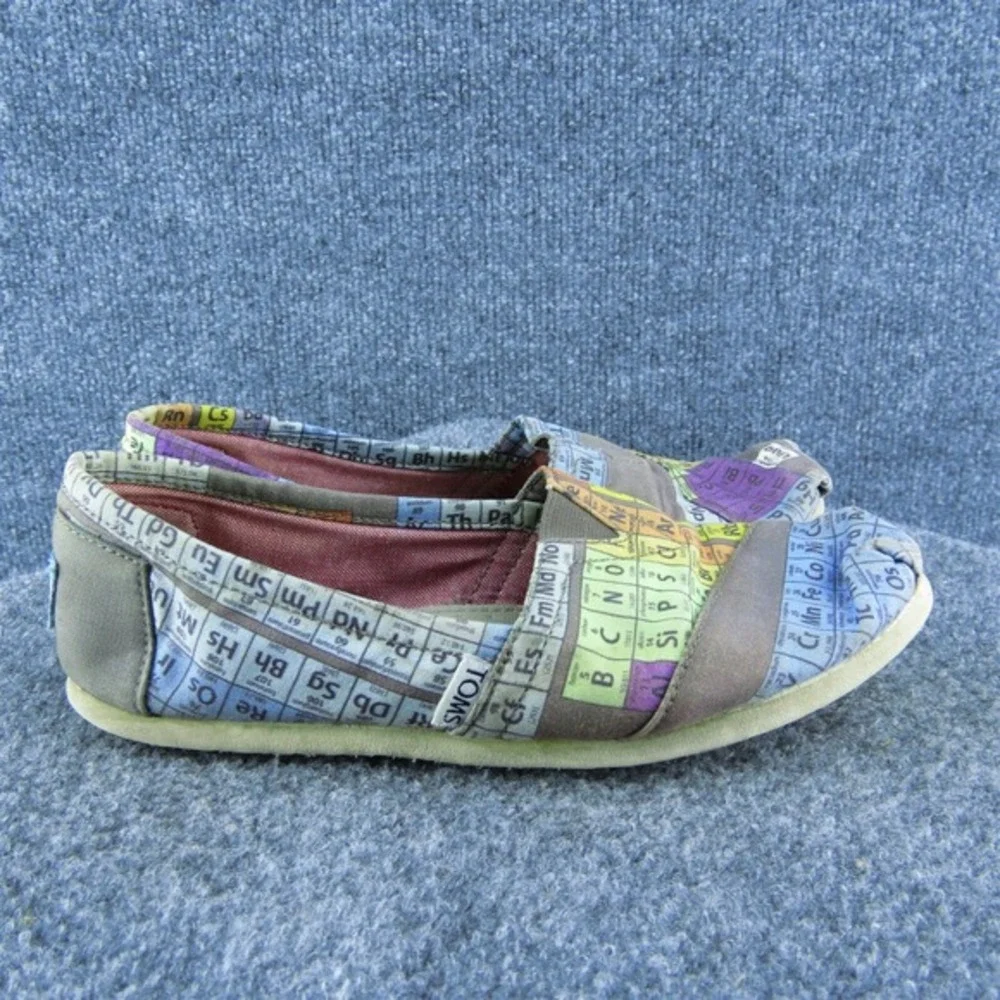 TOMS Alpragata Periodic Table Chemistry Women‎ Flat Shoes Gray Fabric Size 6.5